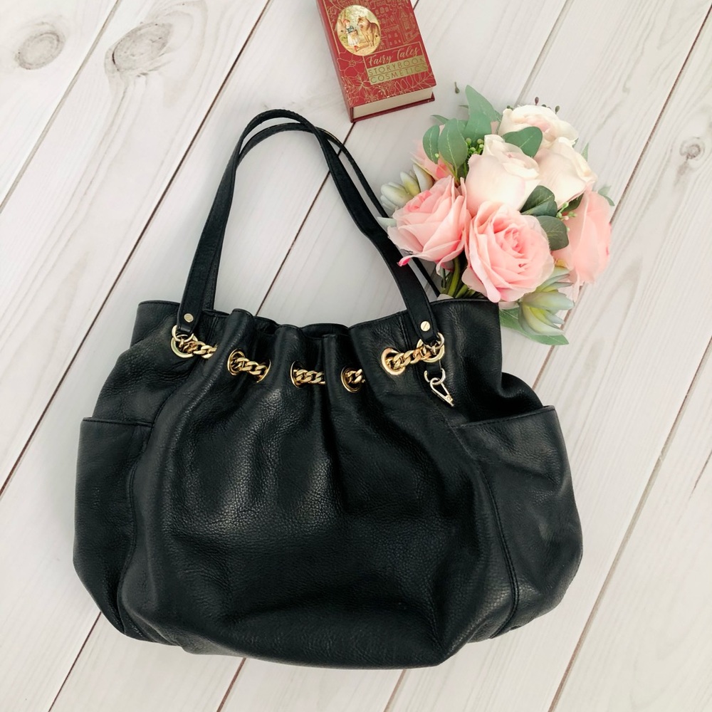 Michael Kors Black Leather With Gold Hardware